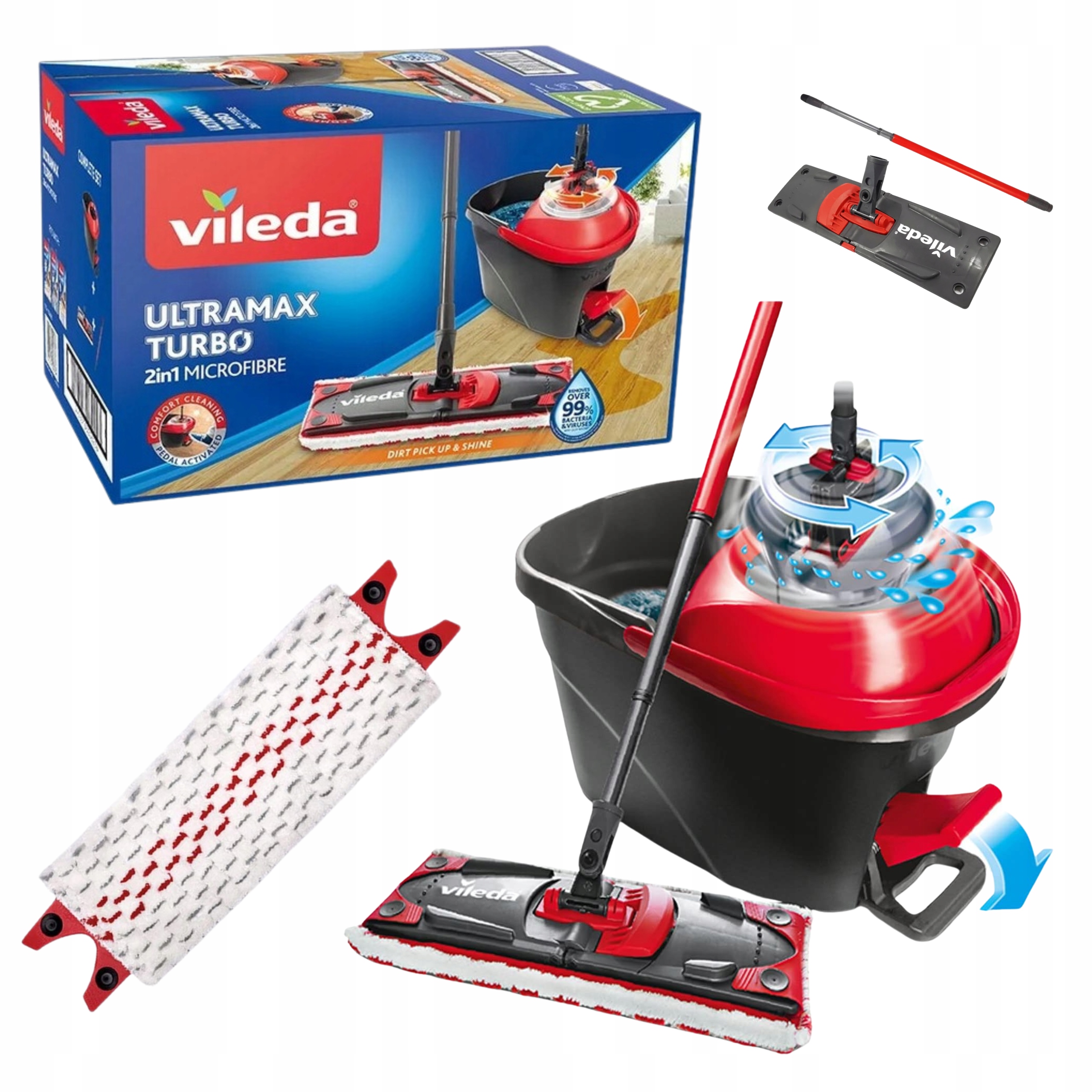 Vedro a rotačný mop Vileda Ultramax Turbo plochý Vileda 14 cm